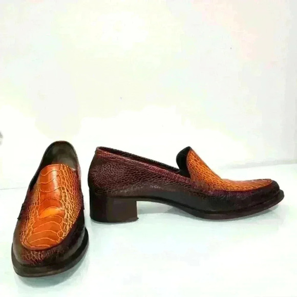 MAJORA  leather Italian mahogany croc loafers. Size 36 (5.5-6 US) - Picture 6 of 14